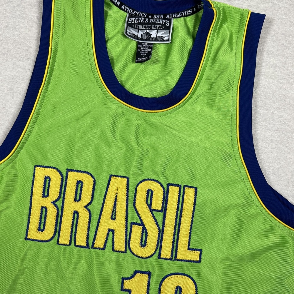 Steve & Barry's Brasil 10 Jersey Mens S Green Yellow Vintage Soccer Style Brazil